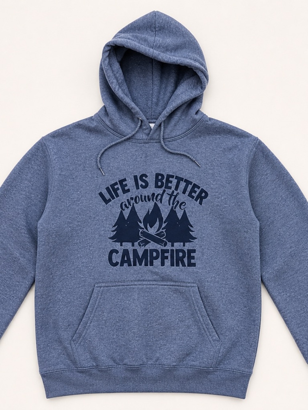 Gray & Wild Men's Blue Hooded Sweatshirt - Life is Better Around the Campfire